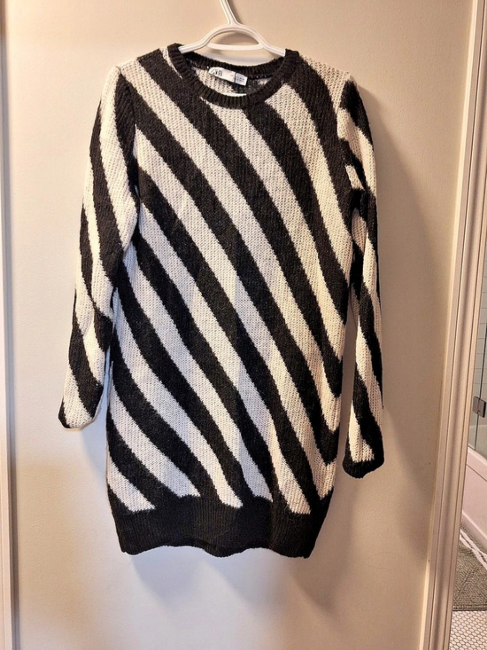 Zara Black & White Striped Sweater Dress